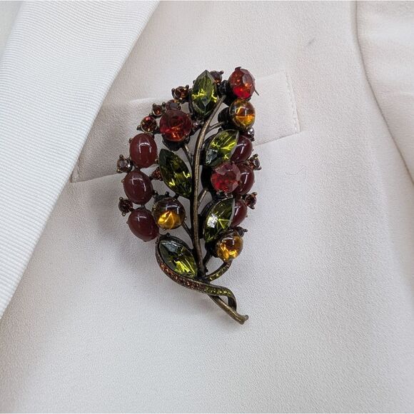 Elegant Multicolor Leaf Brooch - Picture 5 of 6